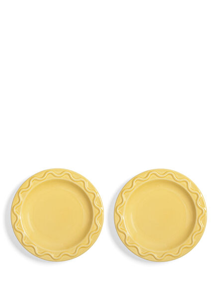 Mochi Yellow Porcelain 2-Piece Small Size Plate Set 17.5 cm