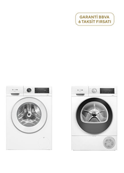 WG42A2X3TR 1200 RPM Washing Machine 9 kg + WQ42A201TR iQ300 Heat Pump Tumble Dryer 9 kg