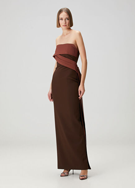 Brown Maxi Evening Dress
