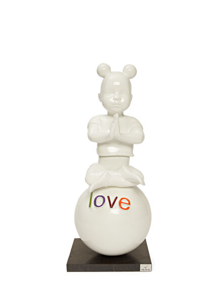 Kalp Toplu Love Beyaz Heykel