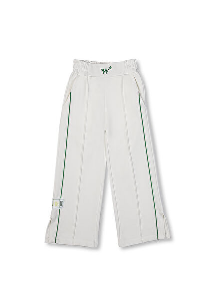 Tennis Logo Embroidered Off-White Girl's Pants