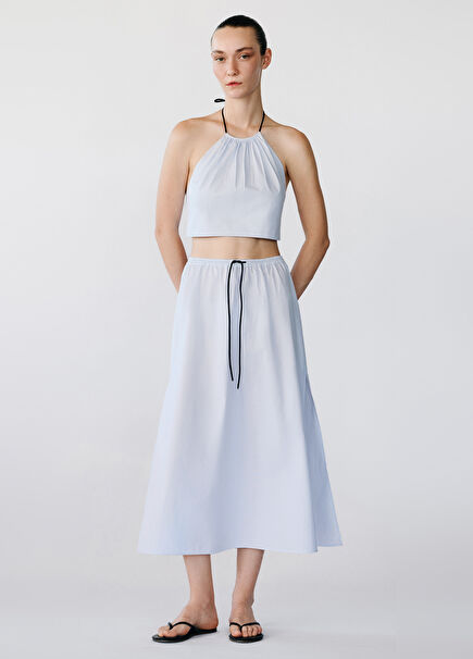 Ezzo Blue Women's Midi Length Skirt