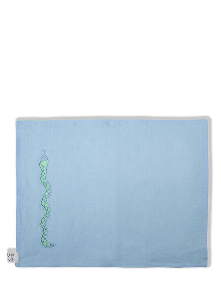Snake Blue Green Linen Double Sided American Service