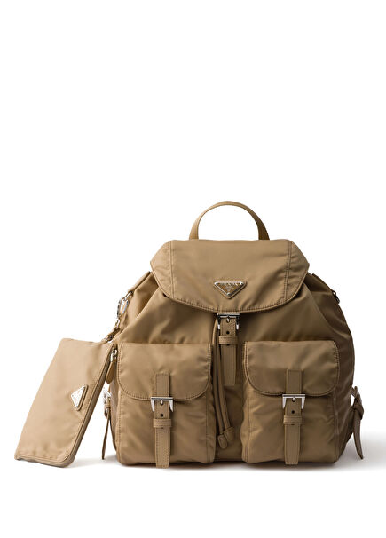 Re-Nylon Kahverengi Orta Boy Kadın Sırt Çantası