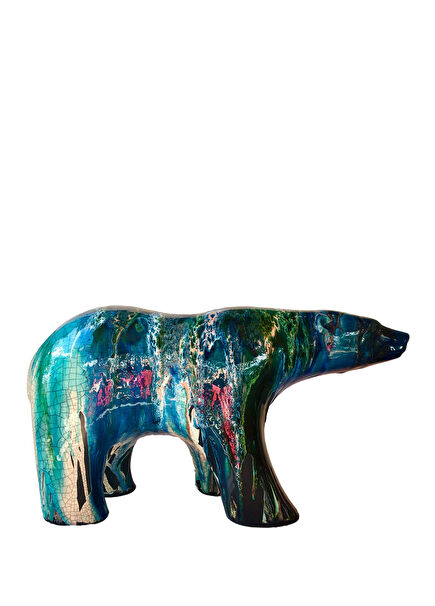 Multicolored Large Polar Bear Shaped Ceramic Objec