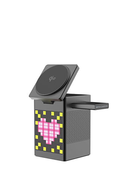 Pixel Wirelles Gri Şarj İstasyonu ve Hoparlör P-WRL2