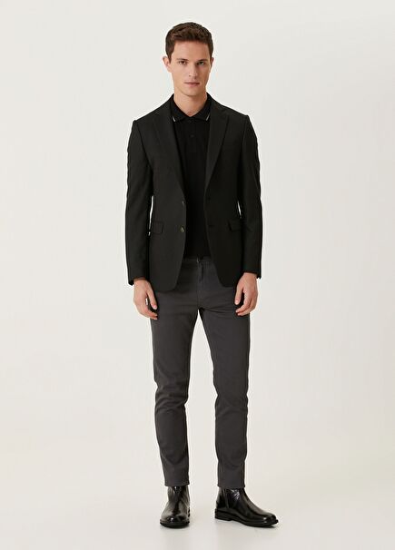 Slim Fit Antrasit Non-Denim Pantolon