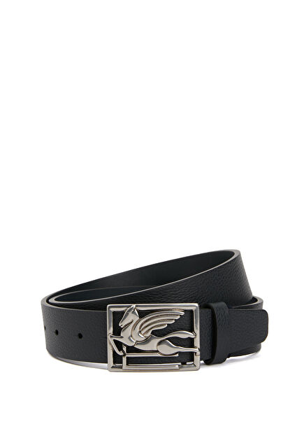 Navy Blue Men's Leather Belt