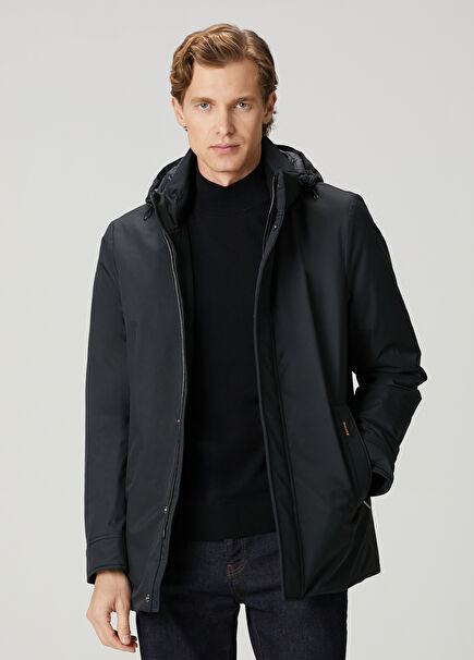 Petrini Lacivert Kapüşonlu Mont