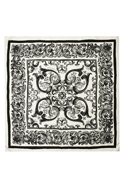 Siyah Beyaz Erkek İpek Fular