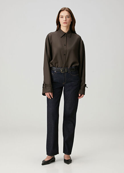 Lacivert Straight Leg Jean Pantolon