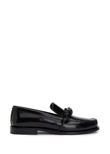 Black Mesh Strap Women's Leather Loafers