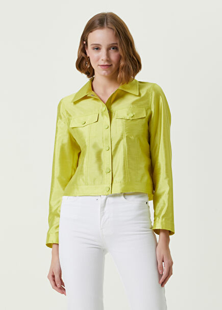 Neon Yellow Shirt Collar Trucker Jacket