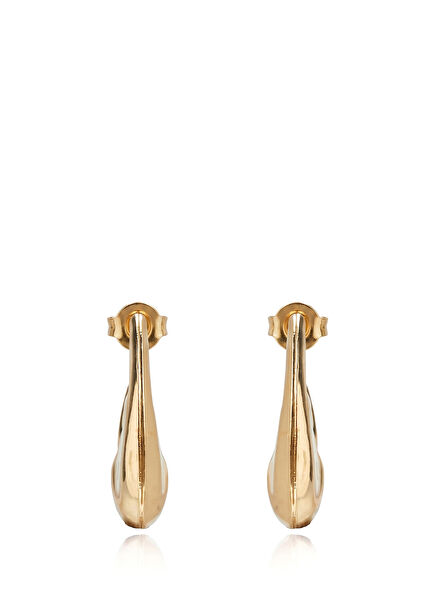 Gold Red Enamel Women's Oval Earrings
