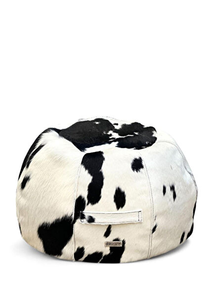 Taboo Siyah Beyaz Tüylü Deri Puf