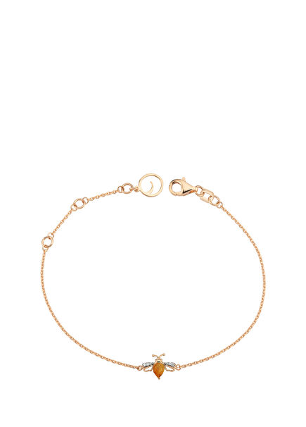 Honey Pırlantalı Renkli Taşlı Kadın Altın Bileklik