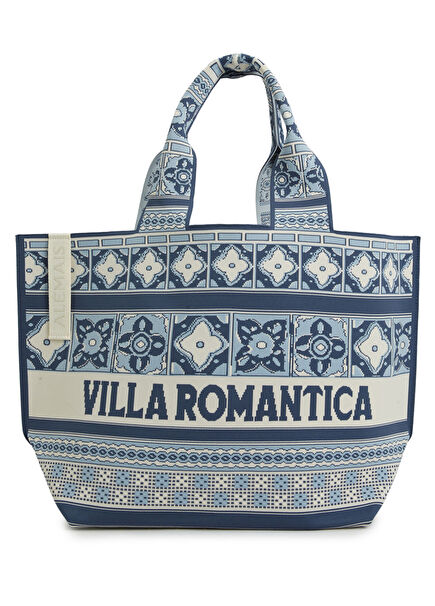 Villa Romantica Mavi Jakarlı Kadın Plaj Çantası