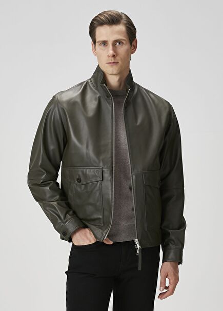 Dark Green Leather Coat Now