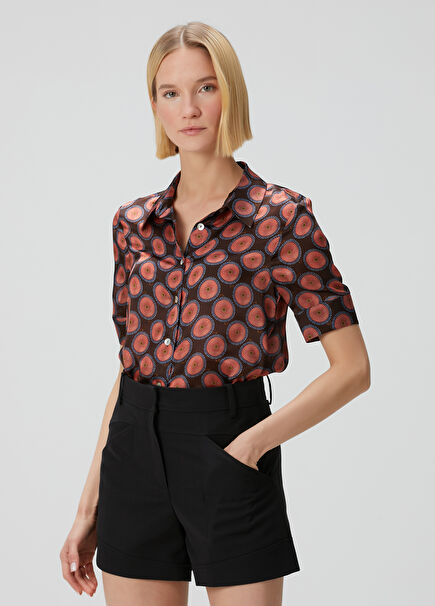 Beryl Brown Patterned Silk Shirt