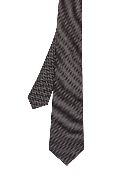 Black Herringbone Pattern Men's Silk Tie