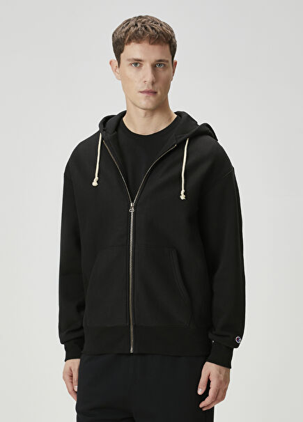 Siyah Kapüşonlu Sweatshirt