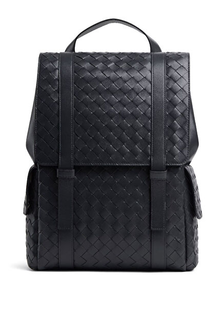 Örgü Dokulu Erkek Deri Sırt Çantası