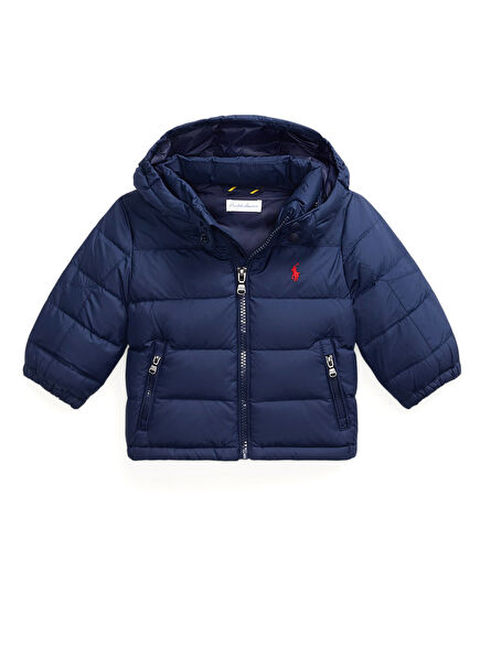 Lacivert Kapüşonlu Erkek Bebek Puffer Mont