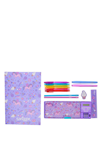 Infinity Unicorn Desenli Pop Out Mor Kırtasiye Seti