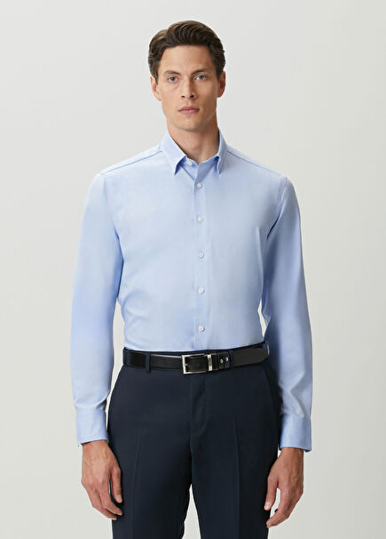 Comfort Fit Mavi Non-iron Gömlek