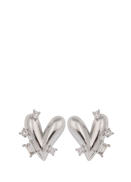 Silver Love Heart Shaped Women's Silver Plated Ear