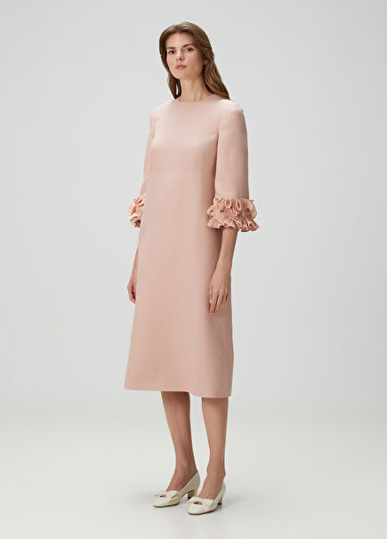 Pink Midi Wool Dress