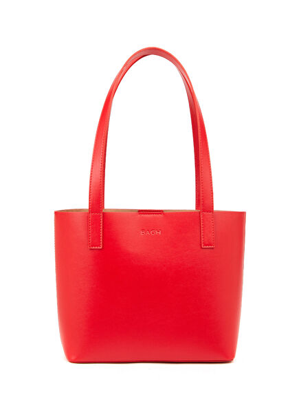 Kırmızı Deri Kadın Mini Tote El Çantası