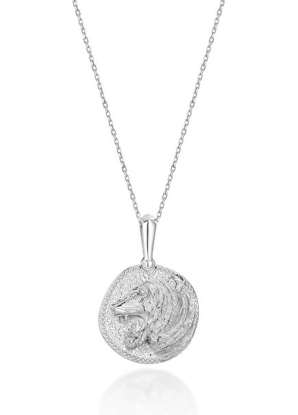 Kaplan Madalyon 925 Ayar Gümüş Erkek Kolye