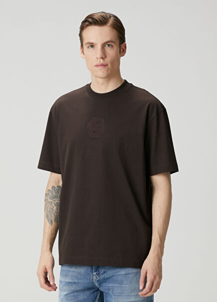 Koyu Kahverengi Logo Detaylı T-shirt
