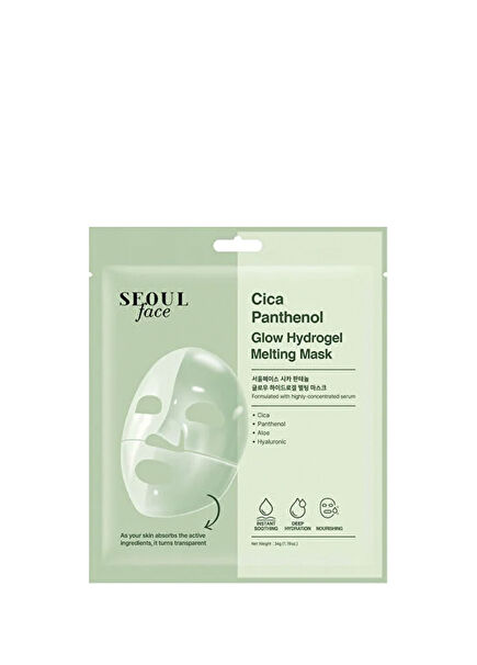 Seoul Face Cica Panthenol Hydrogel Melting Moisturizing Korean Mask 34 gr 5 Pieces