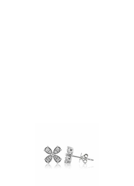 Clover Detailed 18K Gold Women's Diamond Earrings