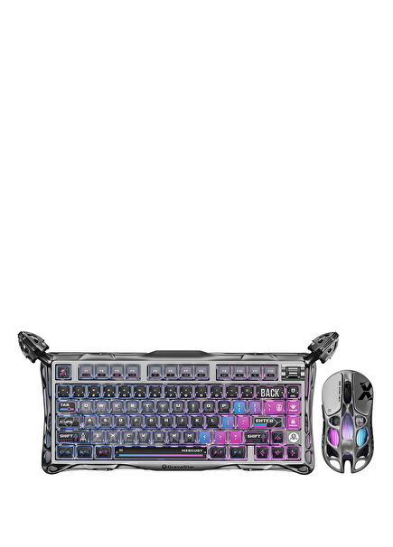 Mercury K1 Pro+X Kablosuz RGB Işıklı Mekanik Q Special Edition Cyberpunk Gaming Klavye ve Optik Mouse Seti