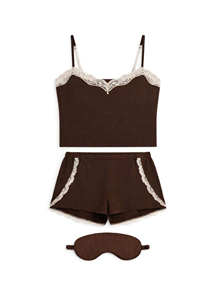 Alice Brown Strappy Viscose Women's Pajama Set and Eye Mask