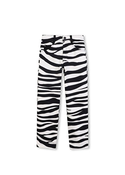 Black Zebra Patterned Girls' Pants