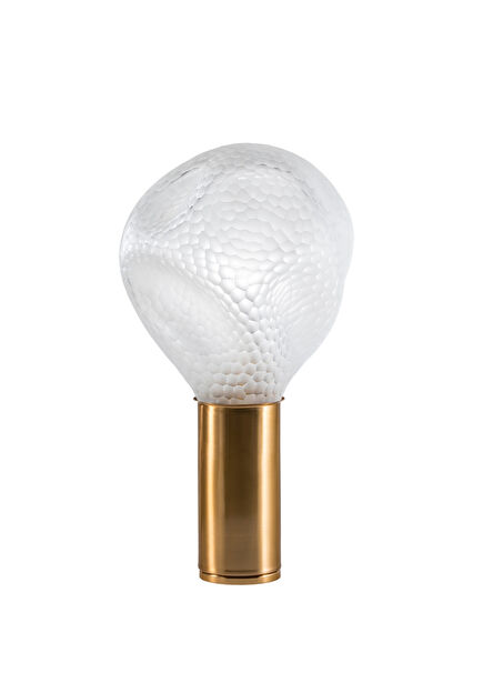 Shoku Cut Honeycomb Pattern Glass Brass Table Lamp