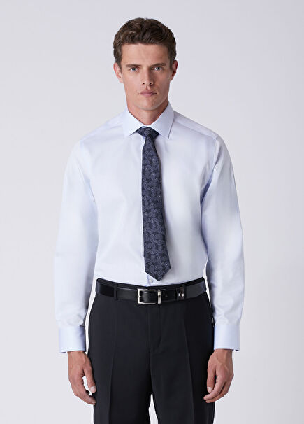 Comfort Fit Mavi Non-iron Twill Gömlek