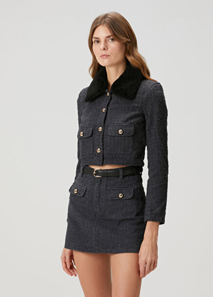 Grey Crop Denim Jacket