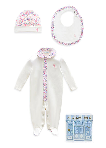 Küçük Çiçekler Pembe Kız Bebek 3lü Yenidoğan Seti