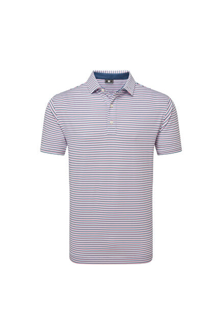 Balance Stripe Lisle Skyway Mavi Çizgili Kısa Kollu Erkek Golf T-Shirt 