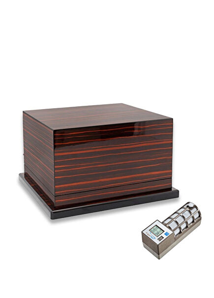 Cigarspa Ebony Telescopic 3 Shelf Cigar Box with Electronic Humidifier