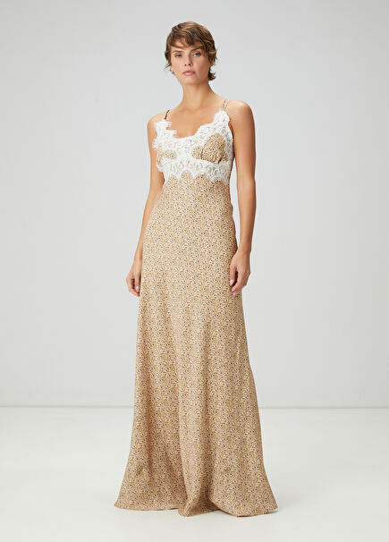 Pink Floral Lace Maxi Dress