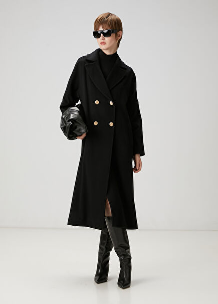 Black Double-Breasted Cashmere Coat