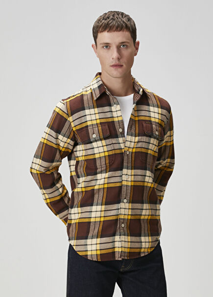 Kahverengi Ekose Desenli Gömlek