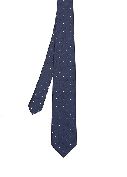 Navy Blue Polka Dot Silk Tie