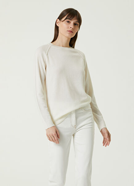 Ecru Crew Neck Merino Sweater